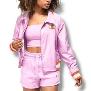 Champion Cropped Track Jacket Pink Medium